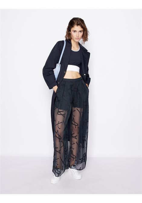 lusa in tessuto trasparente con scritta logo ricamata all over ARMANI EXCHANGE | Pantaloni | 3RYP26 YN2KZ15CO